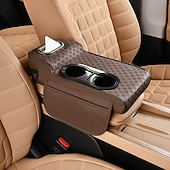 ieftine Serviciul vehiculului-Organizator 5 în 1 pentru consola centrală auto cu suport îmbunătățit pentru coate - husă pentru cotieră din piele ecologică, suport pentru pahare &amp;buzunare de depozitare, potrivire universală pentru