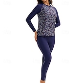 billige One Pieces Rash Guards-Dame Rash-guard Badedrakt Badetøy Badetøy Mørkeblå UV Beskyttelse Midjekontroll Surfing Kanopadling Snorkling Vår