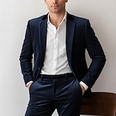 economico Abiti formali-Uomo Abito di velluto Casuale Affari Nero Verde scuro Autunno Tuta Bavero a lancia Quotidiano Casual Tinta unita Vestibilità su misura 2 pezzi Monopetto a un bottone