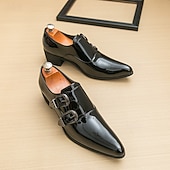 זול נעלי נזיר-נעלי גברים עם רצועות נזיר כפולות מעור דמוי עור חומות - נעלי ערב אלגנטיות לחתונות ואירועים רשמיים