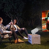 رخيصةأون بروجيكتورات-بروجكتور محمول HY200 1080P جهاز بروجكتور أفلام بزاوية قابلة للتعديل 270 درجة للهواتف/الكمبيوتر المحمول/صندوق التلفاز مكبر الصوت ومدخل HDMI/USB هدية عيد الحب