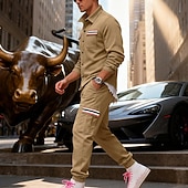 Χαμηλού Κόστους βασικές φόρμες-Ανδρικά Πουλόβερ Φόρμα Σετ ρούχων Jachetă Πέτο ΕΞΩΤΕΡΙΚΟΥ ΧΩΡΟΥ Καθημερινά Αθλητικά Κορδόνι Κουμπί επάνω Τσέπη Ταινία Μαύρο Ρουμπίνι Καφέ Πολυεστέρας Ρούχα Γυμναστικής Μοντέρνα Κομψό στυλ street