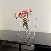 levne Sníženo na 30 $-Akrylová váza s rámem - moderní květinová váza pro domácí dekoraci, držák na rostliny na stůl, vánoční dekorace na stůl