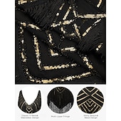 billiga 1920-talets klänningar-Set Roaring 20s 1920s Mini Dress Flapper Dress Outfits with Accessories Sleeveless The Great Gatsby Charleston Sequins Tassel Fringe Feather Deep V Fancy Dress Women's Carnival New Year Masquerade