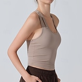 Χαμηλού Κόστους Γυναικείο πουκάμισο-Γυναικεία Μονόχρωμο Αμάνικο τοπ Αθλητική μπλούζα Ενσωματωμένο σουτιέν Προστασία UV Γρήγορο Στέγνωμα Ελαστικό Αναπνέει Τέννις Αθλητικά Τρέξιμο Μπολύζες Μαύρο Λευκό Βυσσινί Ρούχα τένις