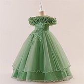 halpa Juhlamekot-Lapset Tyttöjen Mekko Juhlamekko Yhtenäinen väri Hihaton Muodollinen Suoritus Erikoistilaisuus Pitsi Silmukka Muoti Päivittäin Prinsessa Polyesteri Maxi Juhlamekko Kellomekko Tyllimekko Kesä Kevät 4