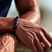 cheap Home Supplies-Men's Hematite Bracelet, Natural Stone Beaded Elastic with Stones, Minimalist Durable Everyday Casual Wear, for Formal Events &amp; Casual Attire, Year-Round Elegant Beaded Bracelet, Jewelry Gift