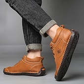 economico Stivaletti alla caviglia-sneakers da uomo in similpelle marrone con lacci: eleganti e versatili, ideali per il lavoro, l'abbigliamento casual e le attività all'aperto