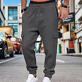 ieftine cargou-Bărbați Pantaloni de sport cargo Pantaloni Sport Joggeri Pantaloni Pantaloni Waffle Cordon Buzunar Talie elastică Simplu Confort Απαλό Zilnic În aer liber Concediu Vacanță Modă Negru Verde Militar