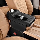 ieftine Serviciul vehiculului-Organizator 5 în 1 pentru consola centrală auto cu suport îmbunătățit pentru coate - husă pentru cotieră din piele ecologică, suport pentru pahare &amp;buzunare de depozitare, potrivire universală pentru