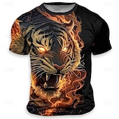  Per uomo Animale Tigre Divertente Maglietta Manica Corta maglietta Stampa 3D Girocollo Camicia Esagerato Designer Feste Ferie Nero 1 Nero 3 Nero 2 Estate Primavera Abbigliamento S M L XL XXL XXXL
