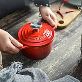 baratos Utensílios de cozinha-Panela de ferro fundido esmaltada mini de 1 litro