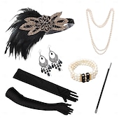 abordables Accesorios y más-Conjunto Rugido 20s 1920s Retro Antiguo Diadema de estilo flapper Para la Cabeza Conjunto de accesorios El gran Gatsby Chica de la aleta Pluma Disfraz Mujer Navidad Carnaval Mascarada Fiesta temática