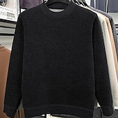 preiswerte Herrenpullover-Herren Pullover Strickpullover Gerippt Stricken Normale Oberteile Gestrickt Fleece Einfach Rundhalsausschnitt Mode Basic Urlaub Alltagskleidung Bekleidung Herbst Winter Schwarz Grün M L XL