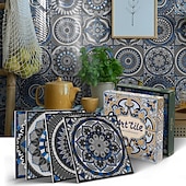 Χαμηλού Κόστους Αυτοκόλλητα πλακιδίων-12 τεμάχια αυτοκόλλητα πλακιδίων τοίχου 3d peel stick 6x6 in, παχύ μωσαϊκό κρυστάλλου αφρού pe, αδιάβροχο backsplash για κουζίνα, μπάνιο &amp;διακόσμηση σπιτιού, μεταλλικό κουτί δώρου με πάνελ τοίχου