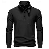 billige Basic gensere-Herre Genser Svart Hvit Militærgrønn Mørkegrå Opprett krage عادي Lomme Sport &amp; Utendørs Daglig Ferie Polyester Gatemote Grunnleggende Fritid Vår Høst Klær Gensere Gensere