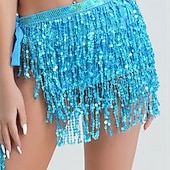 cheap Belly Dancewear-Samba Dancewear Belly Dance Performance Costume Sequin Tassel Hip Scarf Bead Waist Chain Indian Dance Performance Waist Scarf.l Performance Costume