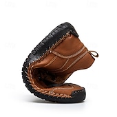 economico Stivaletti alla caviglia-sneakers da uomo in similpelle marrone con lacci: eleganti e versatili, ideali per il lavoro, l'abbigliamento casual e le attività all'aperto