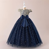 abordables Robes de fête-Enfants Fille Robe Robe de Soirée Couleur Unie Sans manches Formel Performance Occasion Spéciale Noeud de cravate Mode Quotidien Princesse Polyester Maxi Robe de Soirée Robe évasée Robe en Tulle Ét