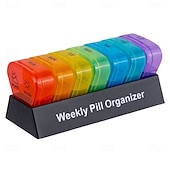 levne úschovna zavazadel a cestování-Týdenní organizér na léky 3krát denně, 7denní trojúhelníková krabička na léky s 21 přihrádkami, plastové pouzdro na léky z polypropylenu na ráno, poledne a večer, snadno otevíratelný týdenní držák na