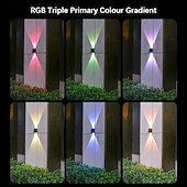 levne Venkovní nástěnná světla-1ks venkovní solární nástěnné světlo s horním a spodním osvětlením, venkovní nástěnné solární světlo na terasu, zahradu, garáž, verandu a silnici, vánoční, svatební, sváteční, venkovní krajinářské