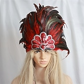 abordables Accesorios-Carnaval 2026 Accesorios de Samba del Carnaval de Río Adorno de Plumas para Mujeres - Accesorio de Cabeza de Lentejuelas Azul y Verde Pavo Real - Disfraz de Festival de Brasil