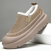cheap Slip-On Casual Shoes-Men's Slip-on Brown Winter Shoes – Soft Fleece Lining, Trendy and Comfortable, Ideal for Daily Wear and Cold Weather Activities