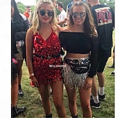 abordables Robes de Pratique-Samba Dancewear Sequins costume de performance pour femmes à thème de fête sans manches en polyester