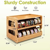 economico Giochi per gatti-contenitore per cibo per gatti, adatto per ripostigli, contenitore in legno impilabile a 2 livelli, adatto per frigoriferi, armadi e cucine, contiene fino a 36 contenitori per cibo umano e per animali