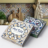 Χαμηλού Κόστους Αυτοκόλλητα πλακιδίων-12 τεμάχια αυτοκόλλητα πλακιδίων τοίχου 3d peel stick 6x6 in, παχύ μωσαϊκό κρυστάλλου αφρού pe, αδιάβροχο backsplash για κουζίνα, μπάνιο &amp;διακόσμηση σπιτιού, μεταλλικό κουτί δώρου με πάνελ τοίχου