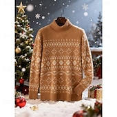 preiswerte Herrenpullover-Herren Weihnachtspullover Wollpullover Pullover Kaschmir Strickpullover Gerippt Stricken Normale Oberteile Gestrickt Geometrisch Rollkragen Mode Basic Urlaub Alltagskleidung Bekleidung Herbst Winter