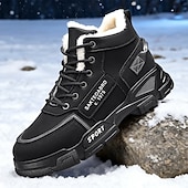 baratos Inverno e botas de neve-Botas de inverno masculinas bege – duráveis e confortáveis, com forro quente, perfeitas para viagens de inverno, caminhadas e atividades ao ar livre.