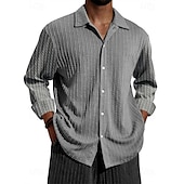abordables chemise boutonnée pour homme-Homme Chemise Décontractée bleu marine manche longue Couleur Unie / Unie Revers Tenue quotidienne Basique Vêtement Tenue Traditionnel / Classique