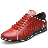 economico Sneakers Casual-sneakers sportive rosse da uomo con tomaia traforata: scarpe stringate eleganti per le feste informali e per l'uso quotidiano