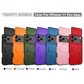 olcso iPhone-tokok-telefon Ügy Kompatibilitás iPhone 17 Pro Max 17 Air 17 Fekete tok Állvánnyal Ütésálló Páncél PC PU bőr