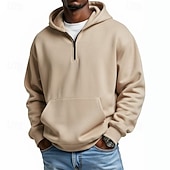 billige grunnleggende hettegensere for menn-Herre Hattetrøje Genser Hettegenser med glidelås Rosa Militærgrønn Lysegrønn Lyseblå Med hette عادي Lomme Quarter Zip Avslappet Daglig Sport &amp; Utendørs Polyester Gatemote Sportsklær Fritid Høst Vinter