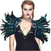 olcso kiegészítők-Karnevál 2026 Rio Karnevál Samba Kiegészítők Gótikus Természetes Toll Káplán Sál Vállra Terítő Csipkakolár Halloween Jelmezek Nőknek Brazil Fesztivál Előadási Jelmez