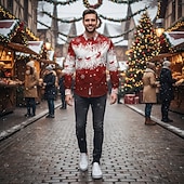 economico Scarpe di Natale da Uomo-Sneakers da uomo con stampa natalizia - auguri di buon Natale con fiocchi di neve scintillanti, scarpe casual in tela per viaggi di vacanza, riunioni di famiglia ed eventi natalizi
