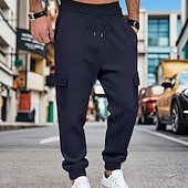 ieftine cargou-Bărbați Pantaloni de sport cargo Pantaloni Sport Joggeri Pantaloni Pantaloni Waffle Cordon Buzunar Talie elastică Simplu Confort Απαλό Zilnic În aer liber Concediu Vacanță Modă Negru Verde Militar