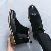 preiswerte Chelsea -Stiefel-Braune Chelsea-Boots aus Kunstleder für Herren – stilvoll und elegant, perfekt für Business Casual, formelle Anlässe und den Alltag.