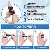 economico Bretelle &amp; Supporti-5 tutori traspiranti per dito a scatto, tutore regolabile per dito, tutore per pollice per artrite fratturata e tesa per pollice, medio, indice, anulare, mignolo (5, nero)