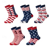economico 250° Anniversario-Calzini a metà polpaccio con design a stelle e strisce della bandiera americana per il 250° anniversario degli Stati Uniti, comodi calzini in cotone per uomo e donna, ispirati alla bandiera americana per un look casual.