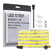 olcso Plug Strip Lights-dc24v cob cct ic címezhető led szalag fcob cct ws2811 ic chasing nagy sűrűségű hangolható 3000k-6000k CRI 90 IP30 LED szalag beltéri barkács dekorációhoz (opcionális SPI vezérlő)