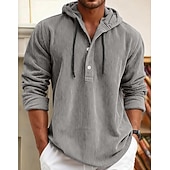 olcso alkalmi férfi ingek-Férfi Ing Alkalmi ing Kordbársony Ing Medence Fehér Sötétkék Stétszürke Hosszú ujj Sima Kapucni Hétköznapi Napi Kapucni Ruházat Szüret Divat Utcai sikk Napi