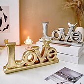 cheap Valentine's Day-Valentine's Day Decoration LOVE Letter Ornaments Decorative Handicrafts Made of Resin Material With Gold and Silver Foil Decoration on The Surface