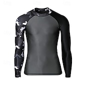 billige One Pieces Rash Guards-Herre Rash-guard Svømmeskjorte UPF50+ Hurtigtørkende Lettvekt Langermet Ikke-Klø Klær Badedrakt Surfing Strand Vannsport Svømming Lapper Sommer