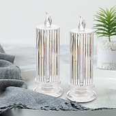 tanie Dekoracyjne światła-Elektroniczna Świeca Światło Elektryczna Świeczka Sztuczna Podstawka Świecy Długo Paląca Się Świeca Glitrowa Lampka Pamięci Świeca Bezpłomieniowa Światło Okienne Plastikowa Romantyczna