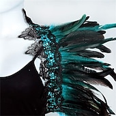 olcso kiegészítők-Karnevál 2026 Rio Karnevál Samba Kiegészítők Gótikus Természetes Toll Káplán Sál Vállra Terítő Csipkakolár Halloween Jelmezek Nőknek Brazil Fesztivál Előadási Jelmez