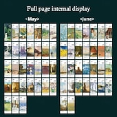 abordables Fournitures pour la maison-Agenda de bureau vintage 2026 - Calendrier de 365 jours avec reliure à anneaux dorés &amp;Citations inspirantes - une page de peinture à l'huile par jour - idéal pour la maison et le bureau &amp;organisation