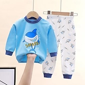 billiga Pyjamas-Småbarn Pojkar 2 delar Pyjamasset Långärmad Z17 Z29 Z13 Ensfärgat Djur Vår Höst Förtjusande Hem 7-13 år